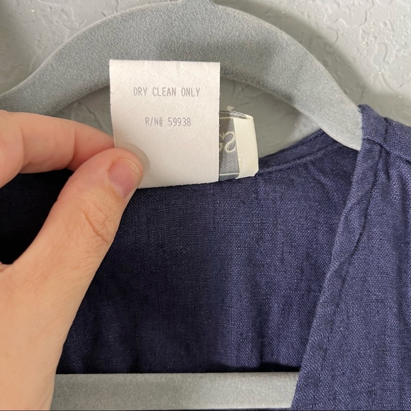 Just Clothes Vintage women’s tie back 100% linen button front top size 8 - Picture 5 of 6